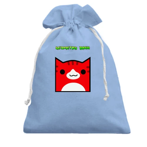 Подарочный мешочек, Голубой, GEOMETRY DASH CAT SKIN