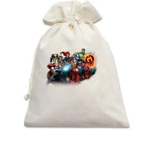 Подарочный мешочек, Белый, marvel heroes