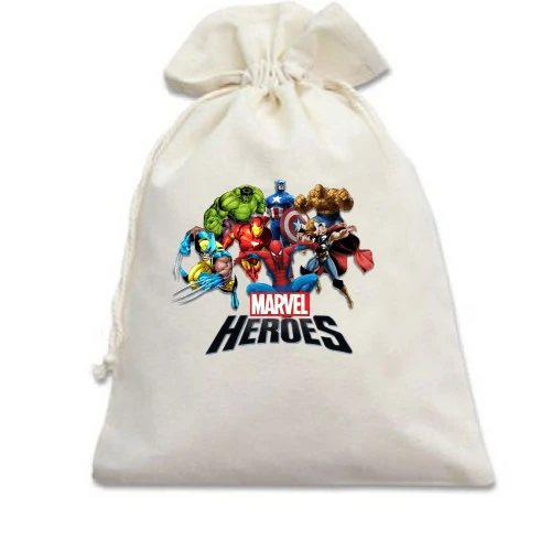 Подарочный мешочек, Белый, Marvel Heroes (2)
