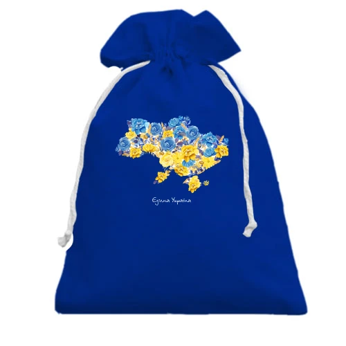 Подарунковий мішечок, Блакитний, Україна єдина (мапа з квітів)