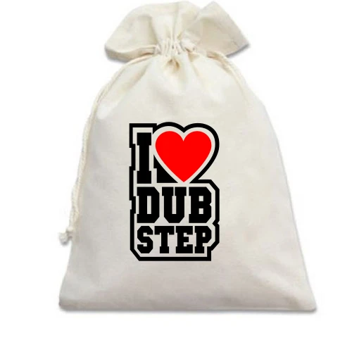 Подарунковий мішечок, Білий, I love dub step
