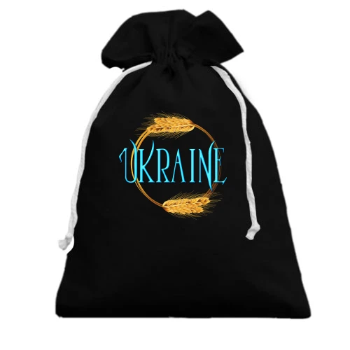Подарочный мешочек, Черный, Ukraine (кольцо из колосков)