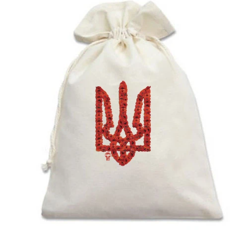 Подарунковий мішечок, Білий, Тризуб з маків