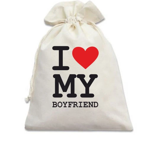Подарунковий мішечок, білий, I love my boyfriend