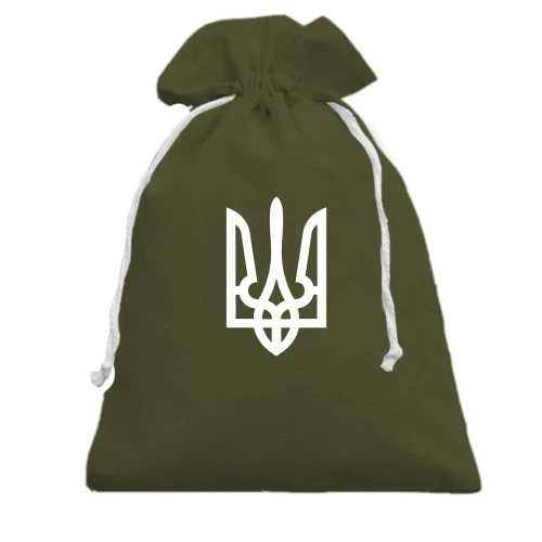 Подарочный мешочек, хаки, с мини гербом Украины на груди (2)