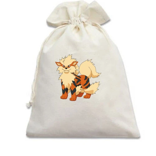 Подарочный мешочек, белый, с покемоном Арканайн (Arcanine)