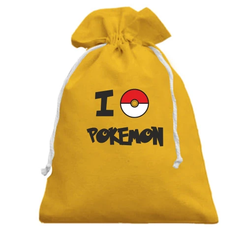 Подарочный мешочек, желтый, I love Pokemon