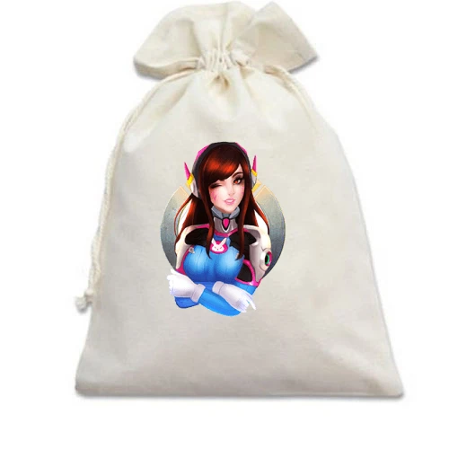 Подарочный мешочек, Белый, Overwatch d.va