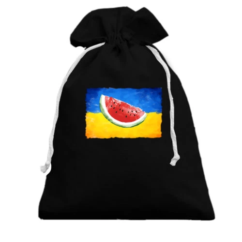 Подарунковий мішечок, Чорний, Херсон (прапор України та шматочок кавуна)