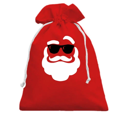 Подарунковий мішечок, Червоний, з Сантою в темних окулярах (Cool Santa)