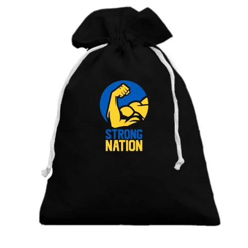 Подарочный мешочек, белый, Strong Nation