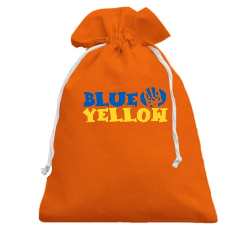 Подарунковий мішечок, помаранчевий, з патріотичним принтом "Blue Yellow"