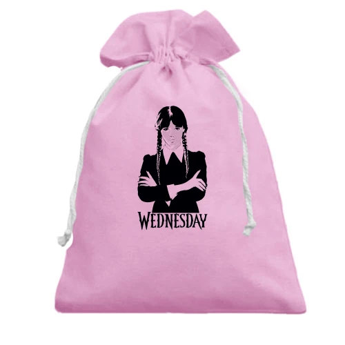 Подарочный мешочек, розовый, Wednesday Addams Kiss