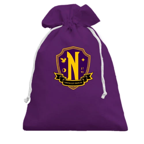 Подарочный мешочек, фиолетовый, с логотипом Nevermore Academy