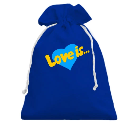 Подарунковий мішечок, Блакитний, з Жовто-блакитною Love is.