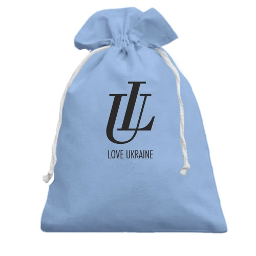 Подарунковий мішечок, блакитний, LU "Love Ukraine"