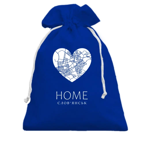 Подарочный мешочек, Голубой, с сердцем "Home Славянск"