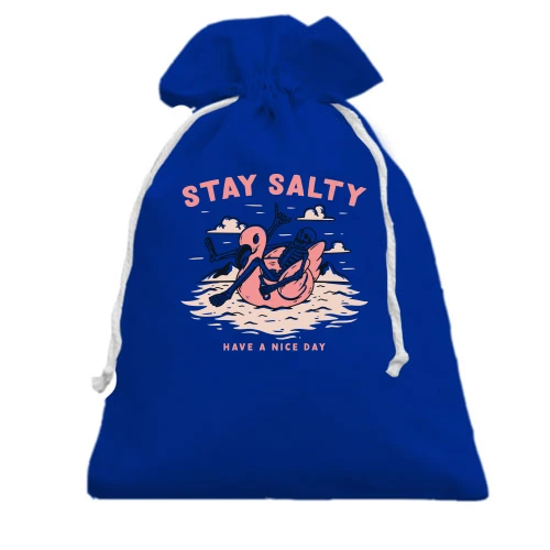 Подарунковий мішечок, Блакитний, "Stay salty"