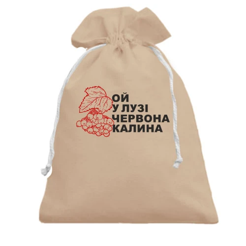 Подарочный мешочек, белый, "Ой у лузі червона калина"