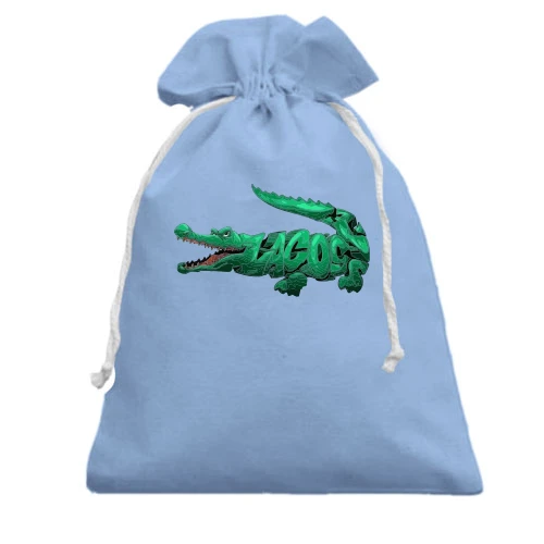 Подарочный мешочек, Голубой, с крокодилом "Lacoste"