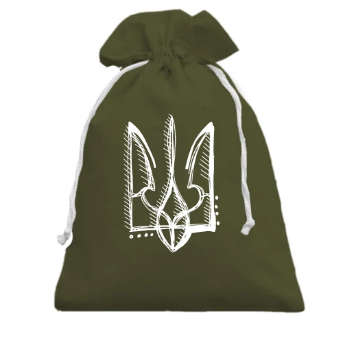Подарунковий мішечок, хакі, з тризубом зі штрихами