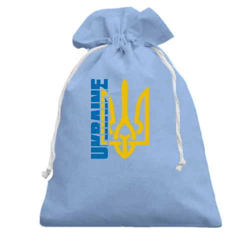 Подарочный мешочек, голубой, с тризубом "Ukraine"