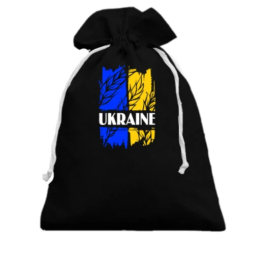 Подарочный мешочек с надписью "Ukraine" на фоне флага