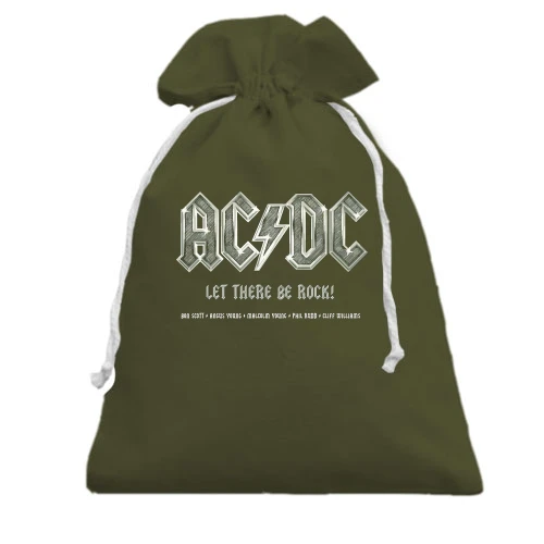 Подарочный мешочек, Хаки, "AC DC - Let there be rock!"