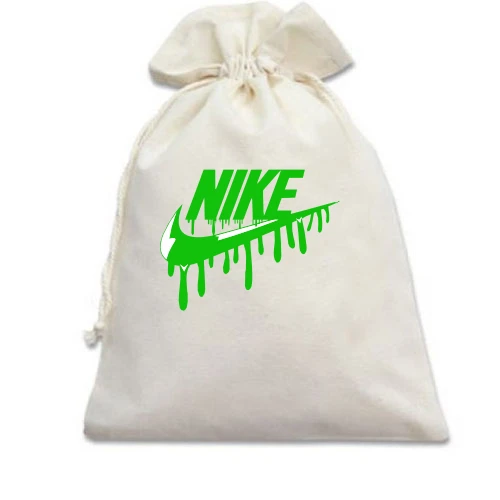 Подарочный мешочек, Белый, лого "Nike" c потеками