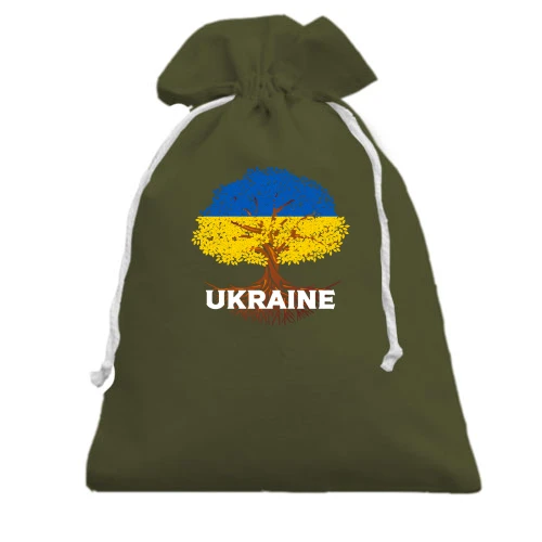 Подарочный мешочек, Хаки, "Дерево Украины"