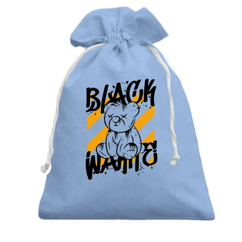 Подарочный мешочек, Голубой, c плюшевым мишкой "black wahite"