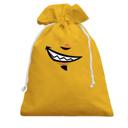 Подарунковий мішечок, жовтий, з посмішкою "smiles"