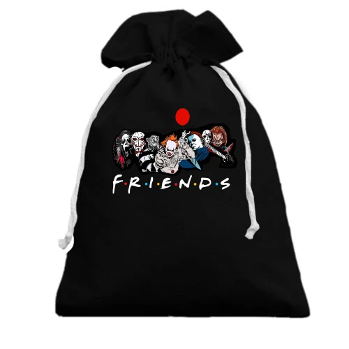 Подарунковий мішечок, чорний, "FRIENDS"