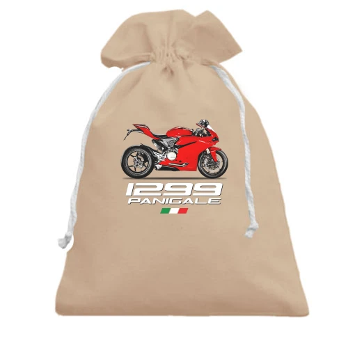 Подарочный мешочек, Бежевый, с мотоциклом "Ducati1299 Panigale"
