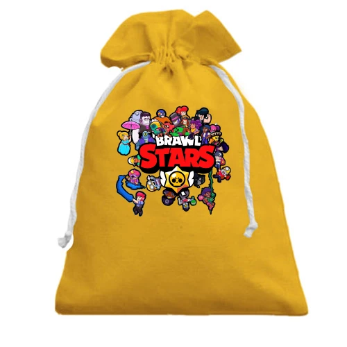 Подарочный мешочек, Желтый, с героями "Brawl Stars"