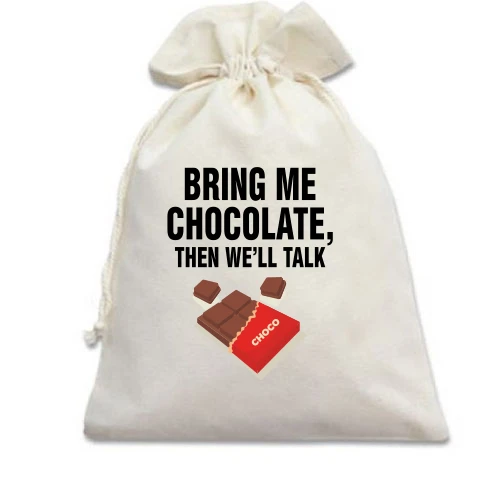 Подарунковий мішечок, білий, Bring me chocolate
