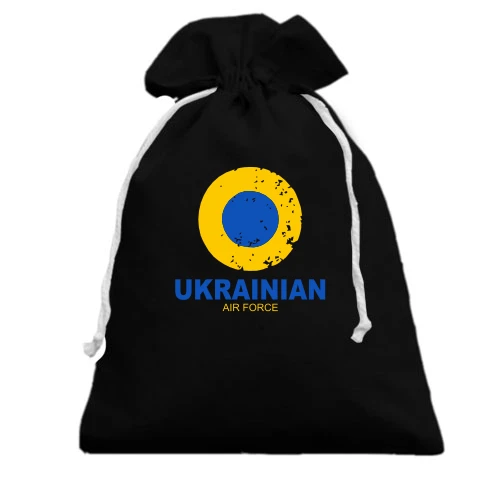 Подарочный мешочек, черный, "Ukrainian air force"