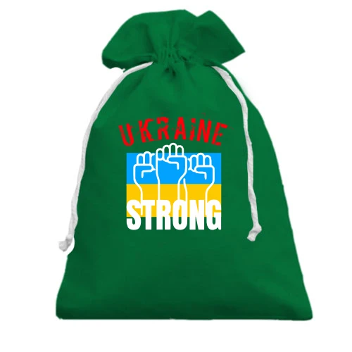 Подарочный мешочек, Зеленый, "Ukraine Strong"