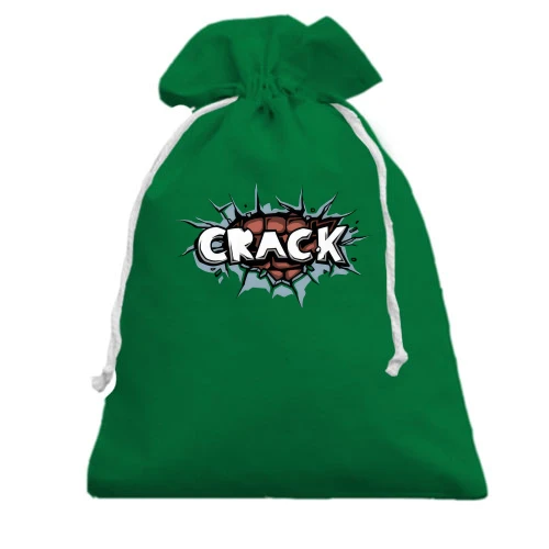 Подарочный мешочек, Зеленый, с сердцем "Crack"