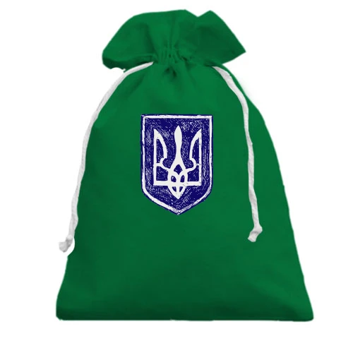 Подарочный мешочек, Зеленый, с Тризубом (арт)