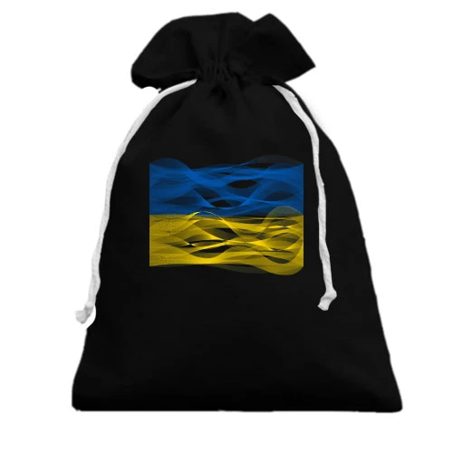 Подарунковий мішечок, чорний, "Прапор України у вигляді хвиль"