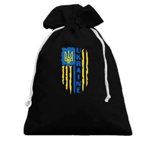 Подарочный мешочек, черный, со стилизованным флагом Украины