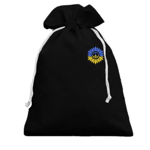 Подарочный мешочек, Черный, Подсолнух Peace Ukraine