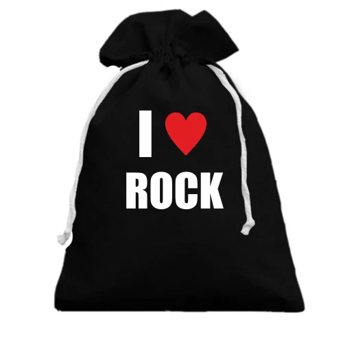Подарочный мешочек, Черный, I love Rock