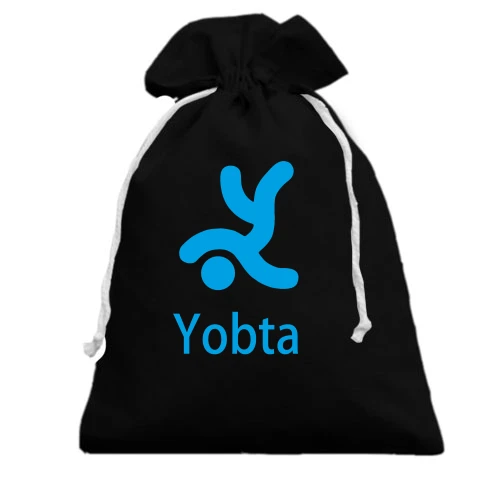 Подарочный мешочек с абстрактной фигурой человека и ироничной надписью «Yobta»
