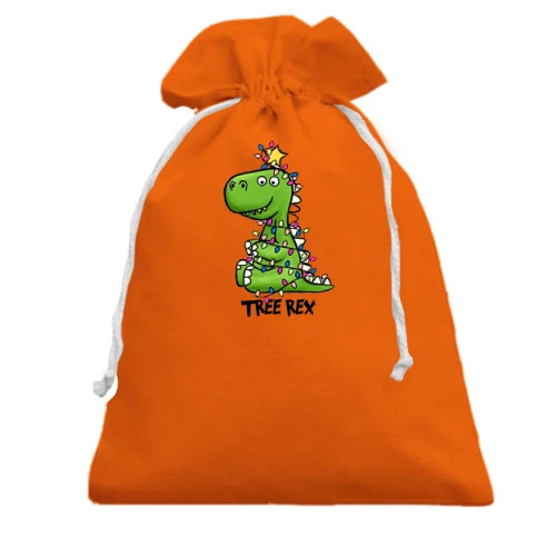 Подарочный мешочек, Красный, с дракошей "Tree Rex"