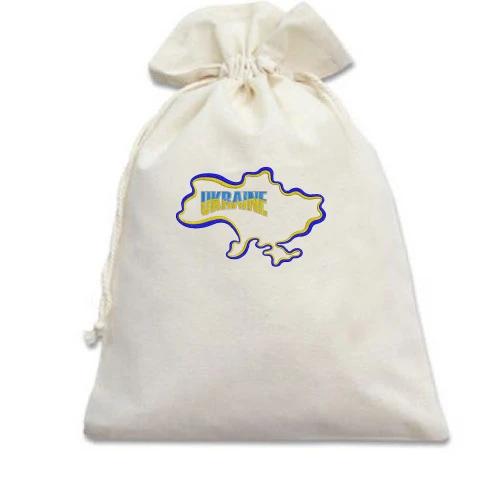 Подарочный мешочек, белый, Ukraine с картой
