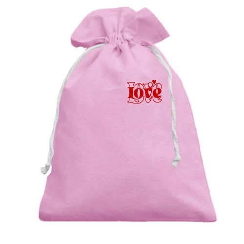 Подарочный мешочек, розовый, с надписью Love Love мини