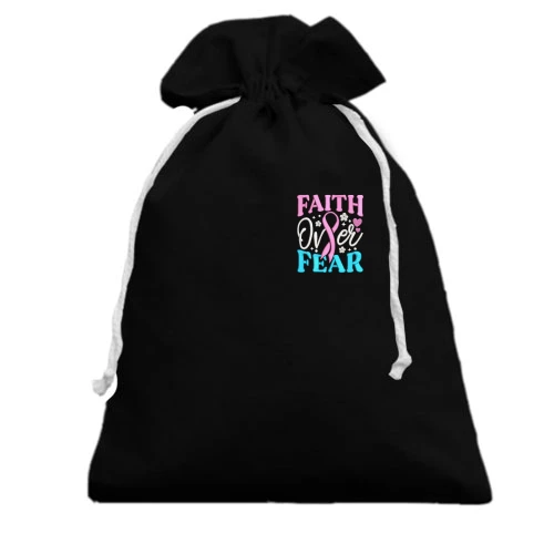 Подарунковий мішечок, чорний, з написом Faith over Fear