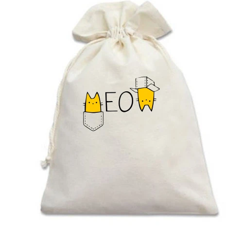 Подарочный мешочек, Белый, MEOW